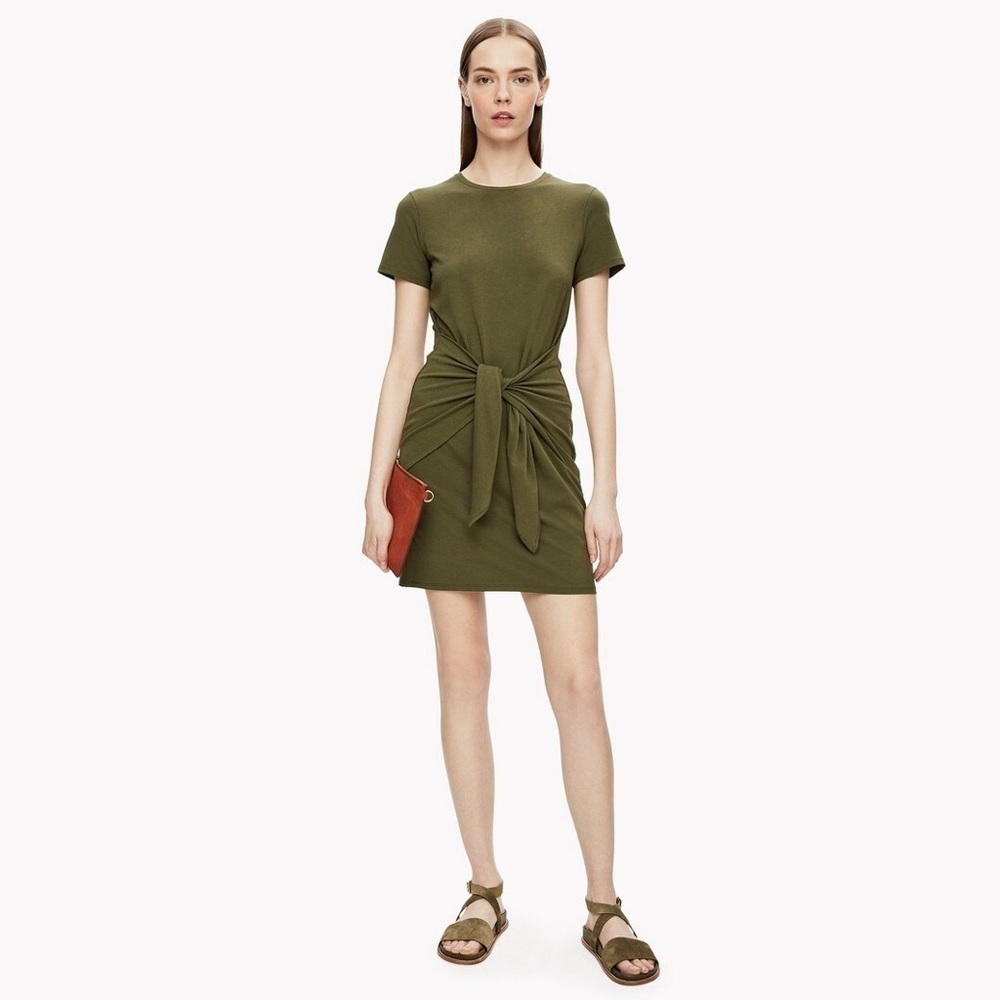 Theory Dark Basil Tie Knit T-Shirt Dress